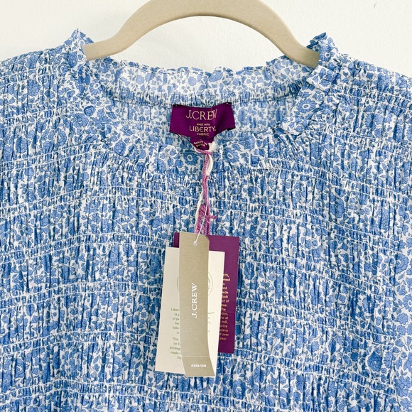 J.Crew Liberty Puff Sleeve Smocked Top Large - Picture 4 of 6